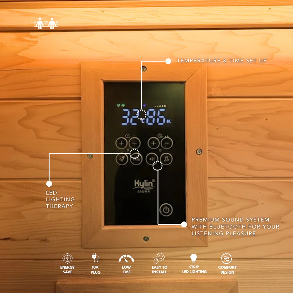 Kylin Low EMF Carbon Infrared Sauna Room 2 Person H6201 (HL-300K) - Image 9