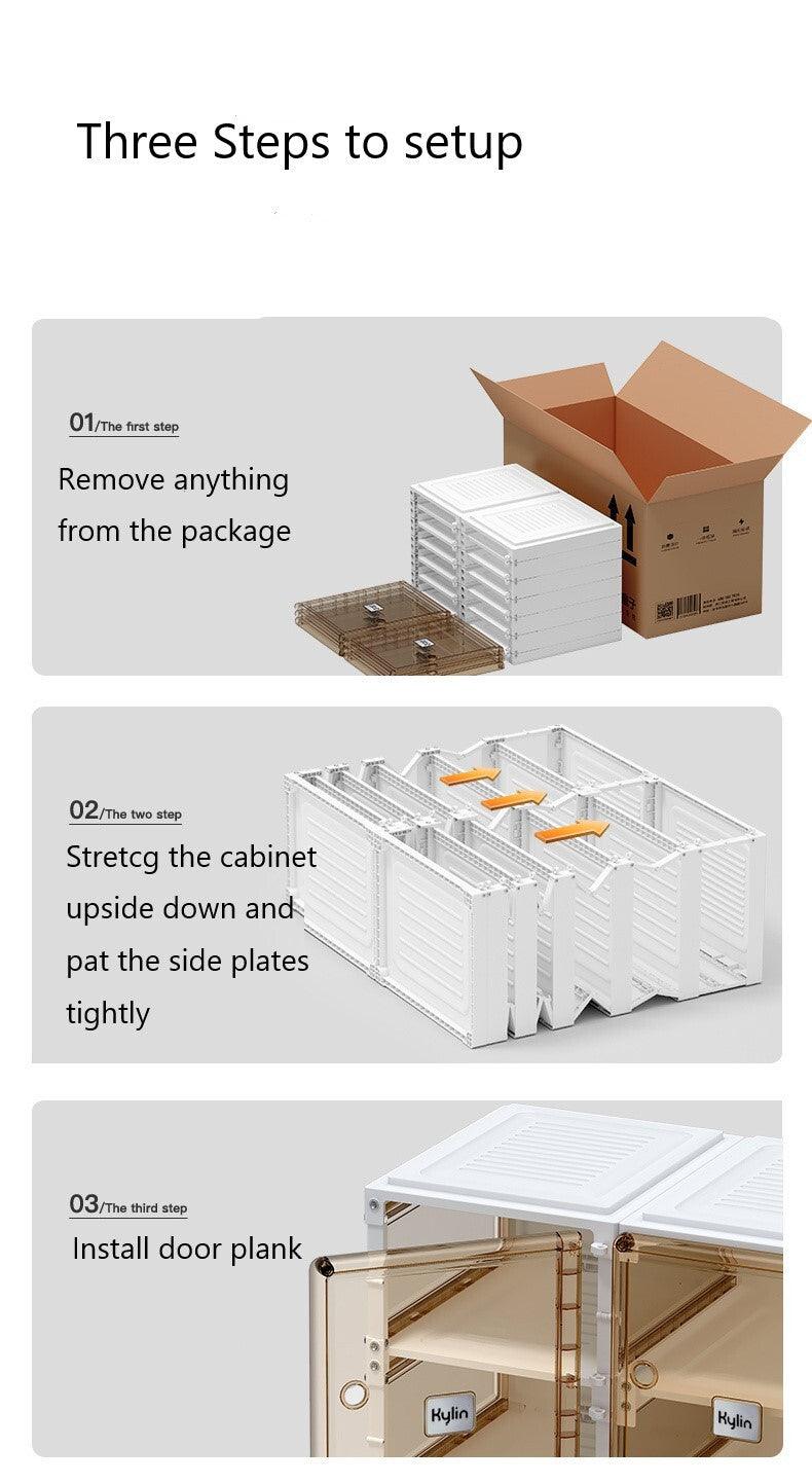 Kylin Cubes Storage Folding Shoe Box With 2 Column & 20 Grids & 10 Clear Door - Image 9