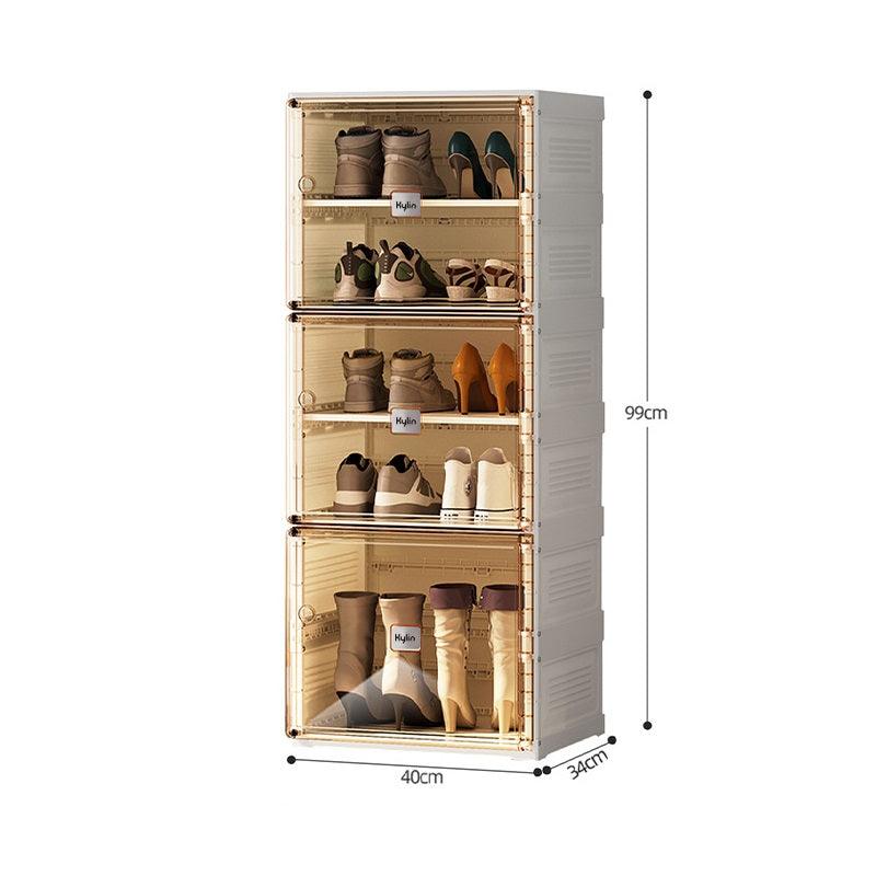 Kylin Cubes Storage Folding Shoe Cabinet With 1 Column & 5 Grids & 3 Brown Door - Image 3