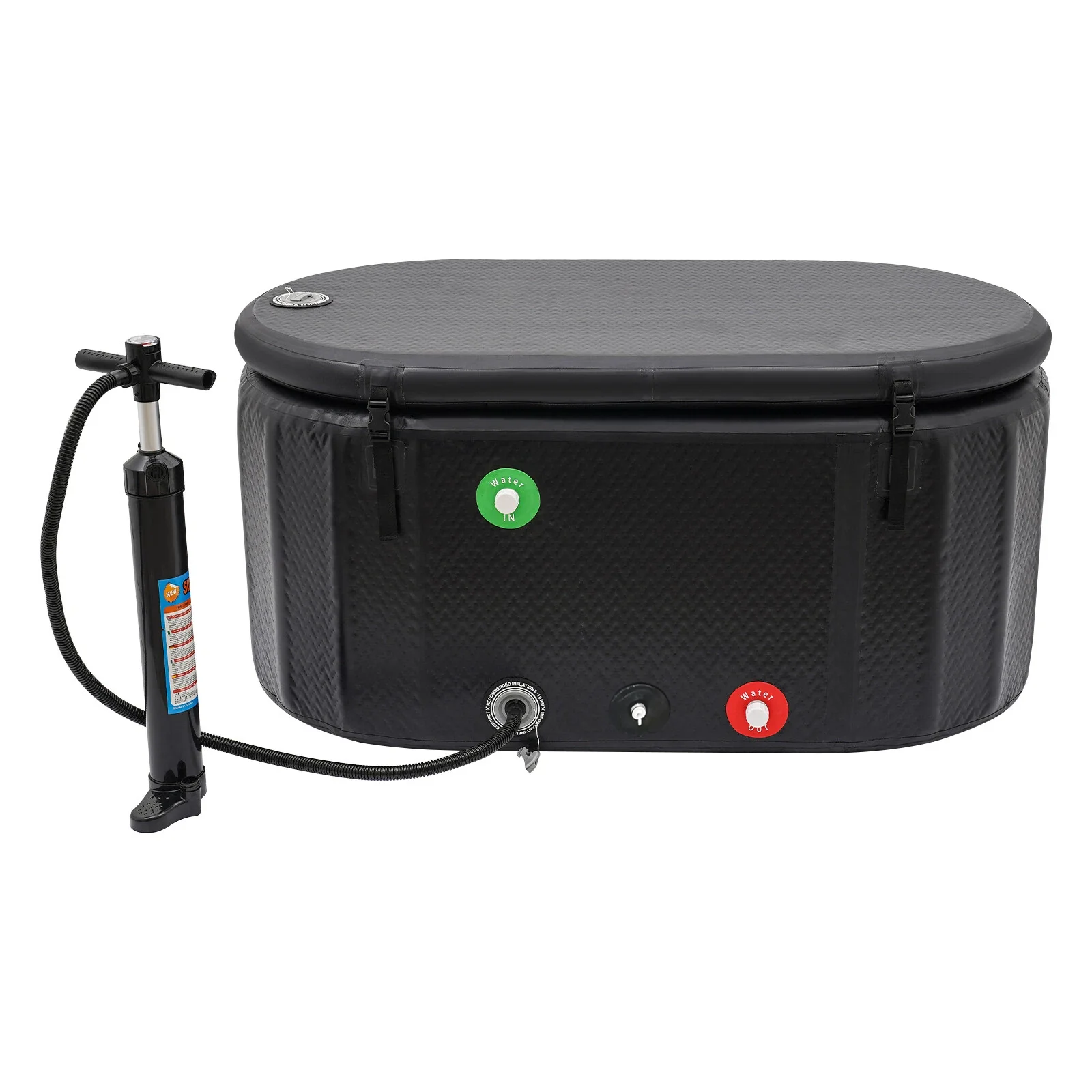 Kylin Portable Oval Ice Bath Tub Cold Plunge 265L - Black - Image 4
