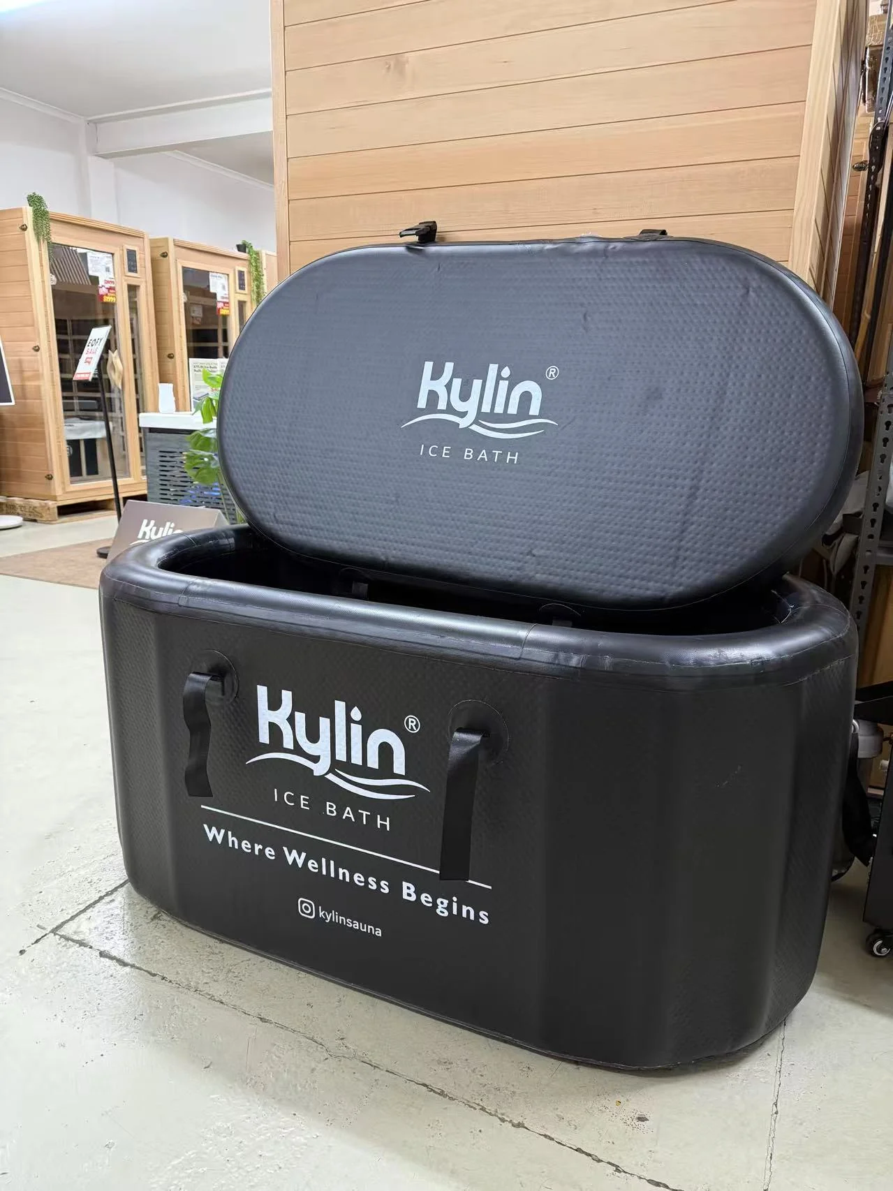 Kylin Portable Oval Ice Bath Tub Cold Plunge 265L - Black - Image 8