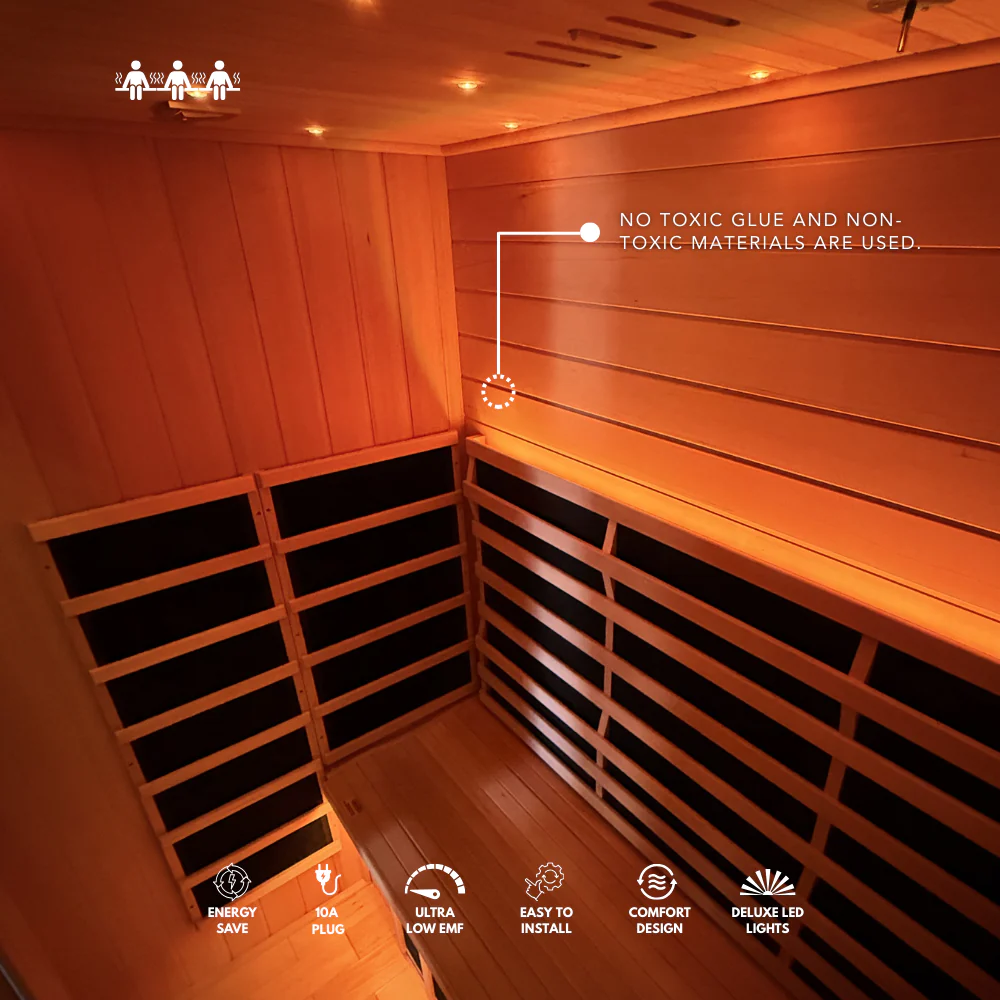 Kylin Superior Ultra Low EMF Carbon Far Infrared Sauna 3 person - K8402 PRO - Image 8